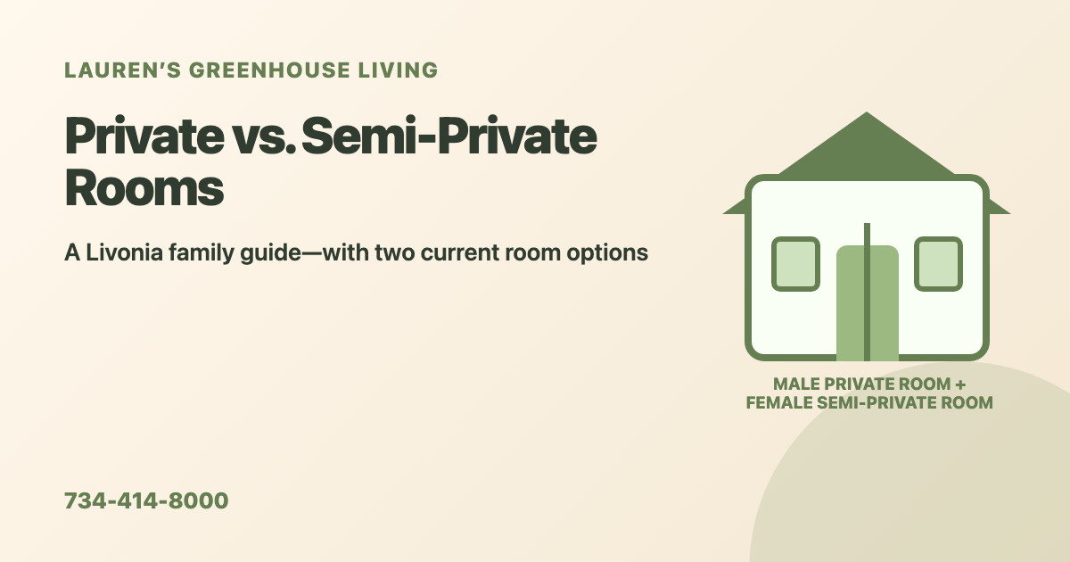 Private and semi-private adult foster care room options in Livonia
